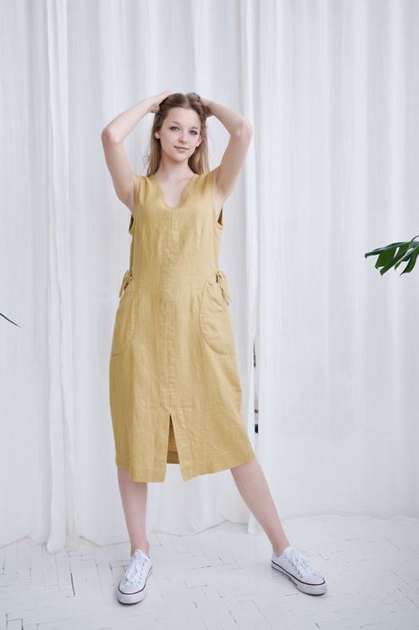 Livorno linen dress mustard 42