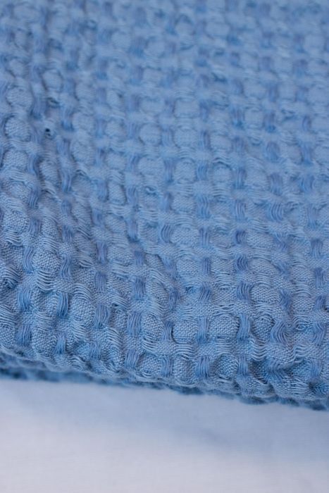 Waffle linen bath towel blue 50x90