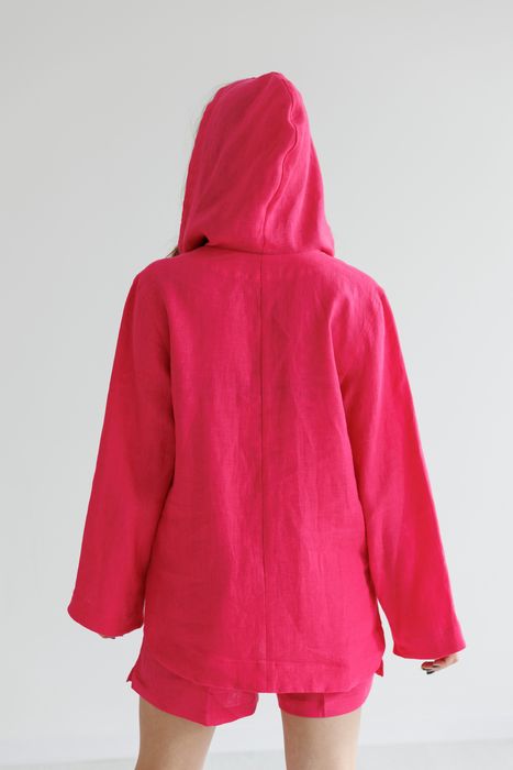 Savannah linen hoodie fuchsia 42