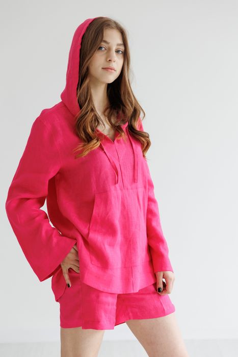 Savannah linen hoodie fuchsia 42