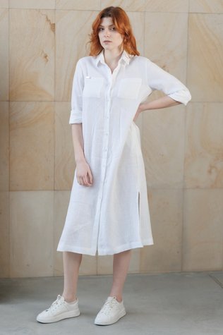 Leiria linen dress white 42