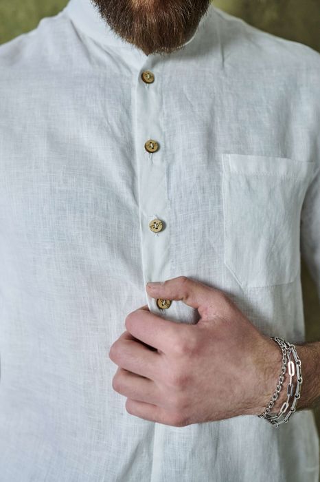 Short sleeve Miami linen shirt white 46