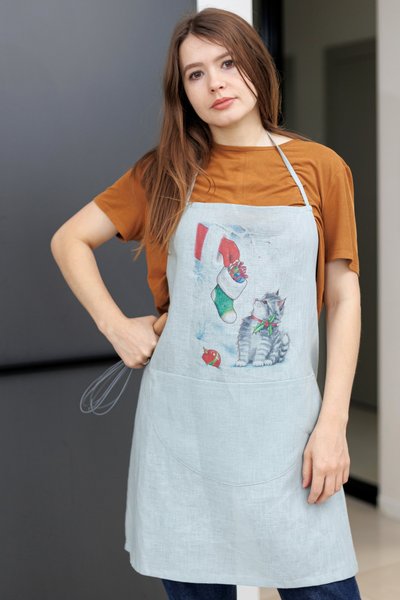 Linen apron Christmas Cats 5