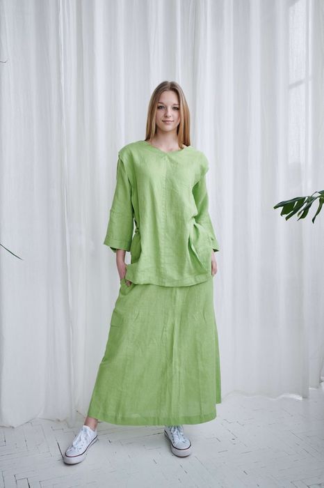 Quebec linen skirt light green 44