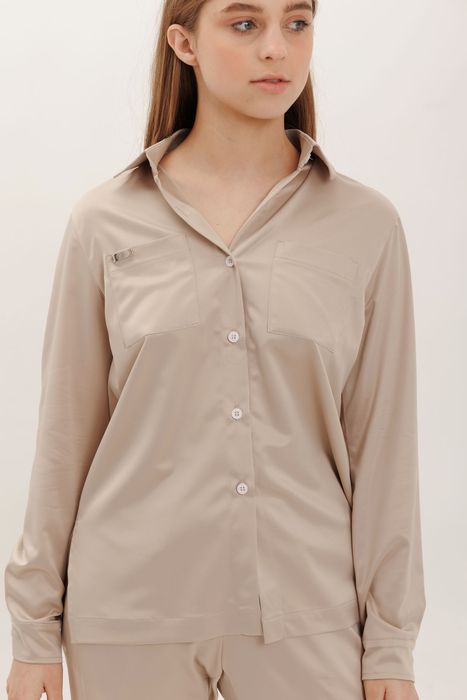 Evora satin shirt beige 42