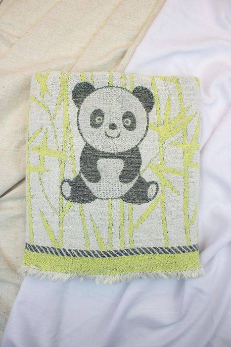 Linen bath towel Panda green 105x60