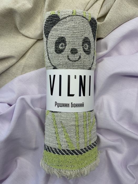 Linen bath towel Panda green 105x60