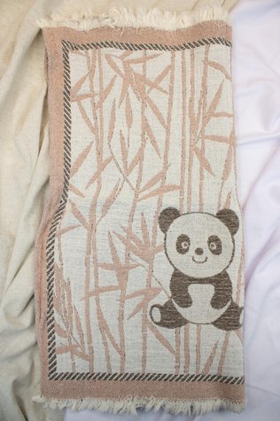 Linen bath towel Panda brown 105x60