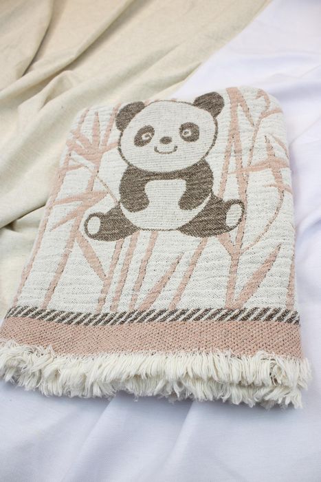 Linen bath towel Panda brown 105x60