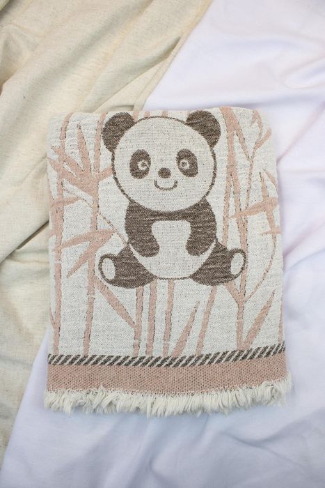 Linen bath towel Panda brown 105x60