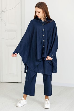 Salinas poncho-shirt dark blue 42