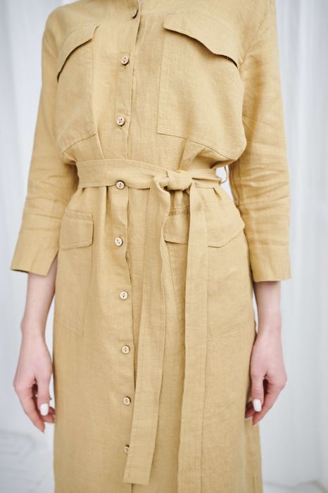 Pescara linen dress mustard 42