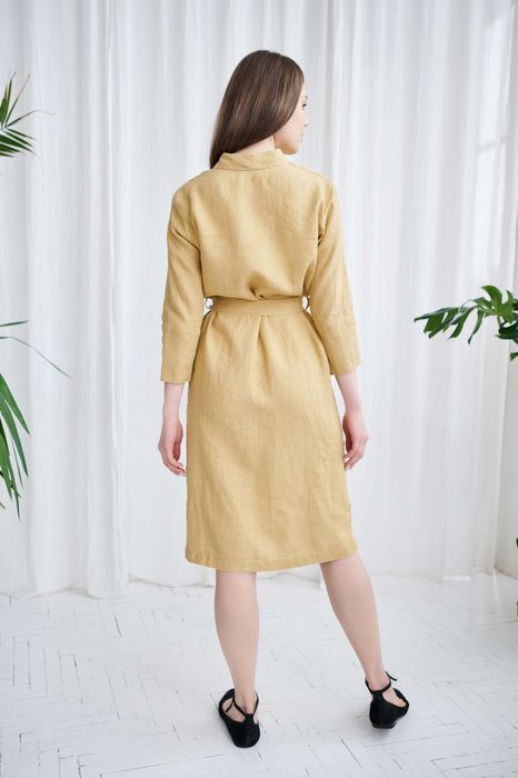 Pescara linen dress mustard 42