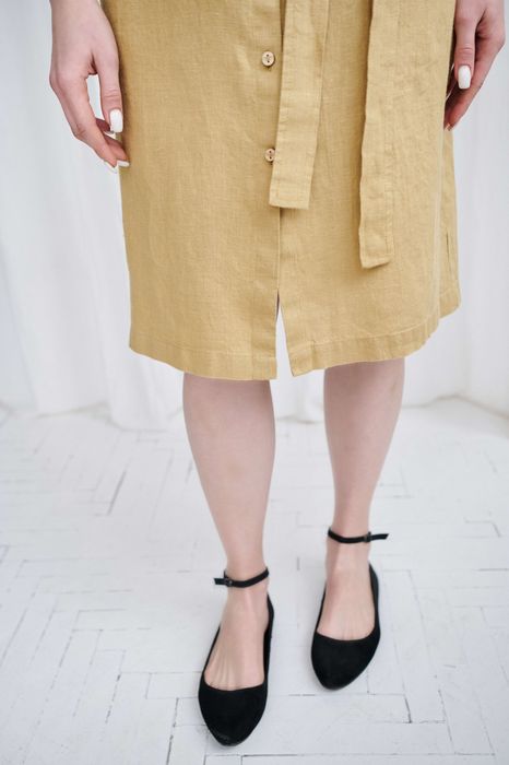 Pescara linen dress mustard 42