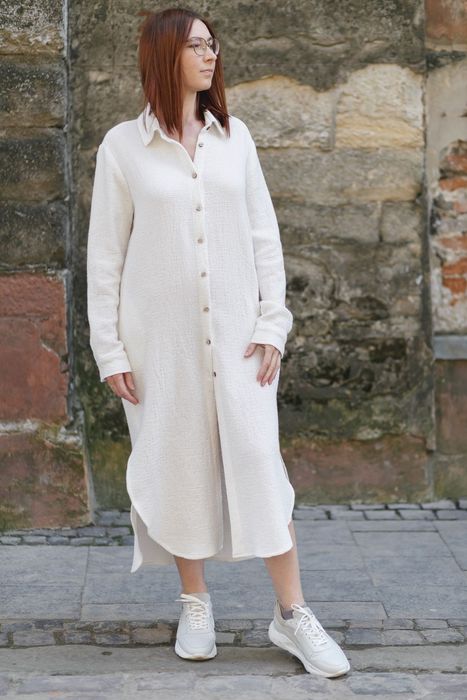 Salamanka waffle linen dress