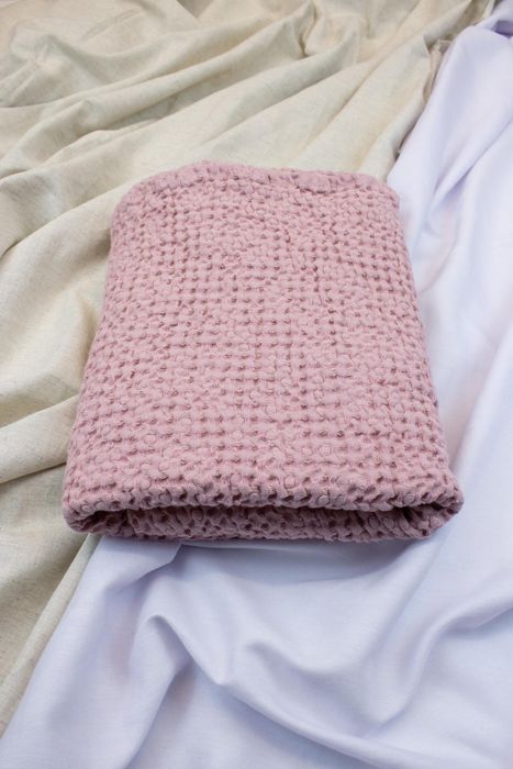 Waffle linen bath towel pastel pink 180x100