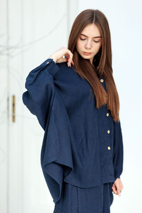 Salinas poncho-shirt dark blue 42