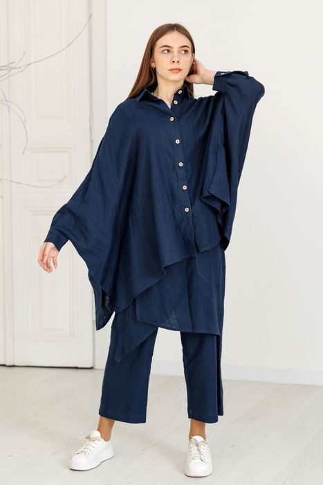 Salinas poncho-shirt dark blue 42