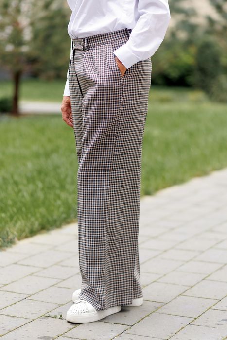 Orandge wool checkered pants