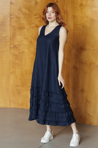 Chambery linen dress dark-blue 42