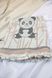 Linen bath towel Panda brown and gray 105x60