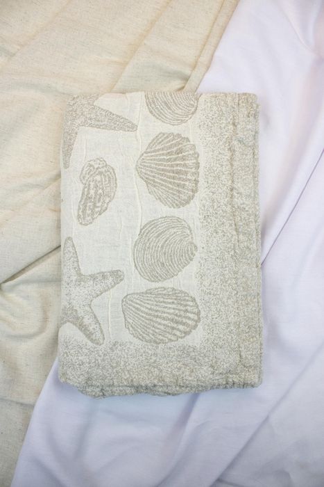 Linen bath towel Shells 120x60