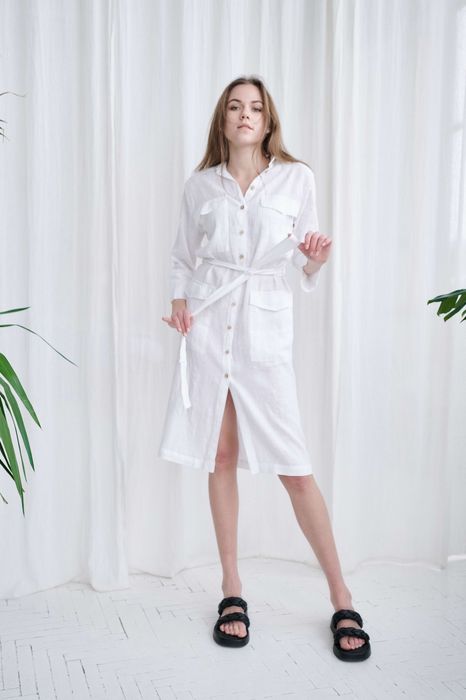 Pescara linen dress white 42