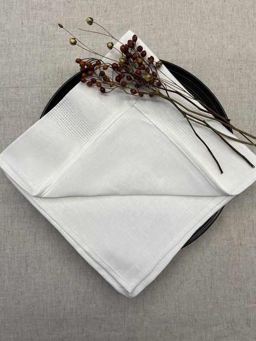 Linen napkin jacquard white 50x50