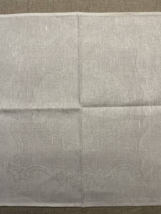 Linen napkin jacquard white 50x50