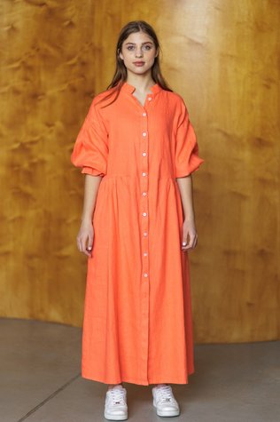 Tacoma linen dress coral 42