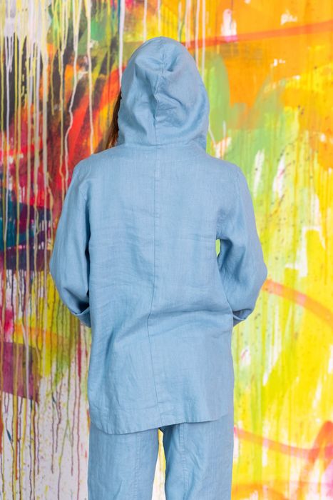 Savannah linen hoodie blue 42