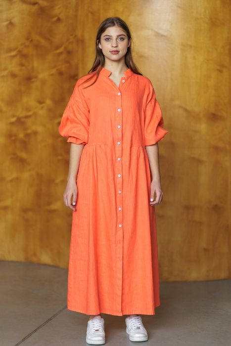 Tacoma linen dress coral 42