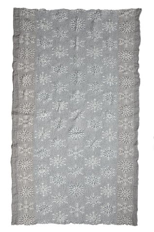 Рушник лляний Сніжинки сірий 145x80