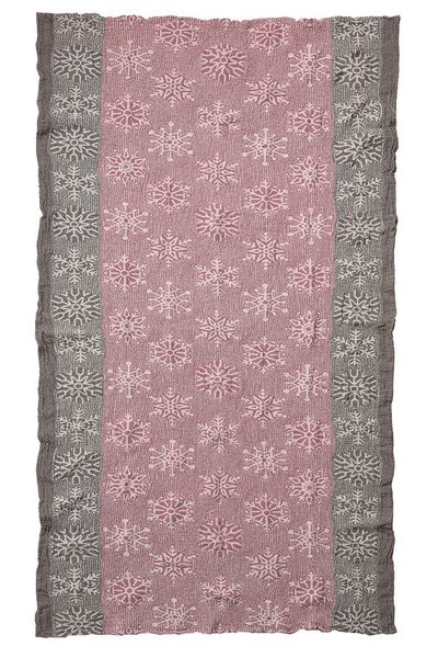 Linen bath towel Snowflake burgundy 145x80