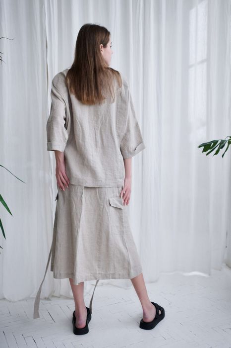 Quebec linen skirt beige 42 | Skirts VIL'NI Quebec linen skirt beige 42