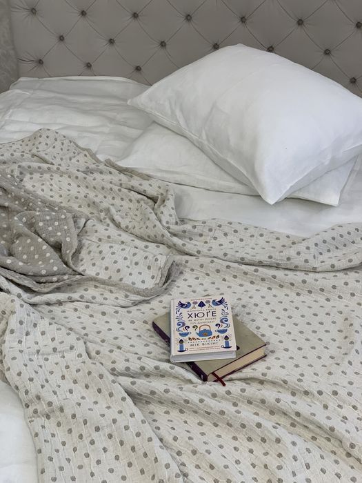Linen throw Polka dot 230x200