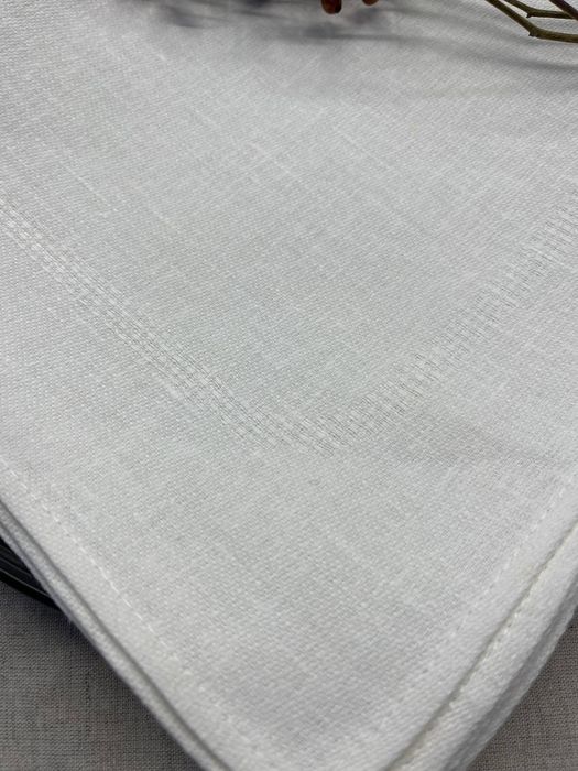 Серветка лляна жакардова Листочки білий 50x50