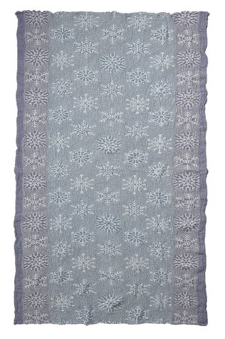 Рушник лляний Сніжинки синій 145x80