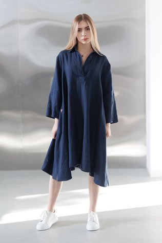 La-Rochelle linen dress dark-blue 42