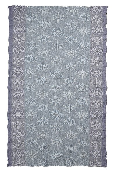 Linen bath towel Snowflake blue 145x80