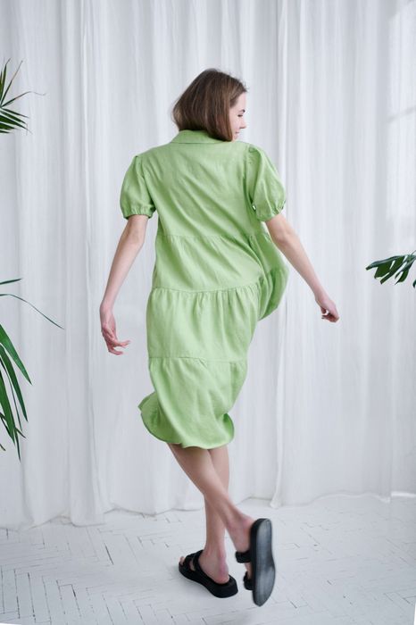 Andria linen dress light green 42