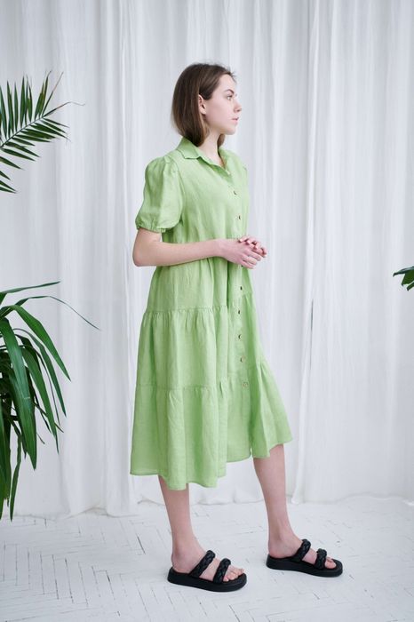 Andria linen dress light green 42