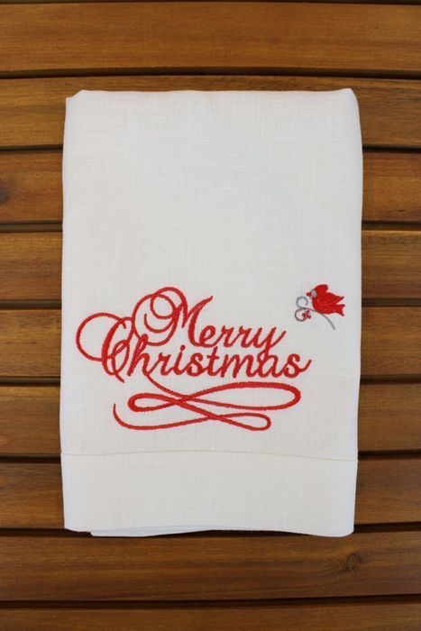 Серветка лляна біла Merry Christmass 45x45