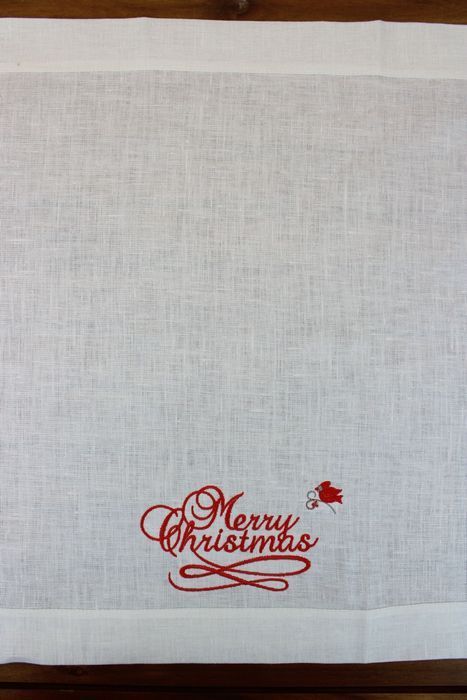 Серветка лляна біла Merry Christmass 45x45