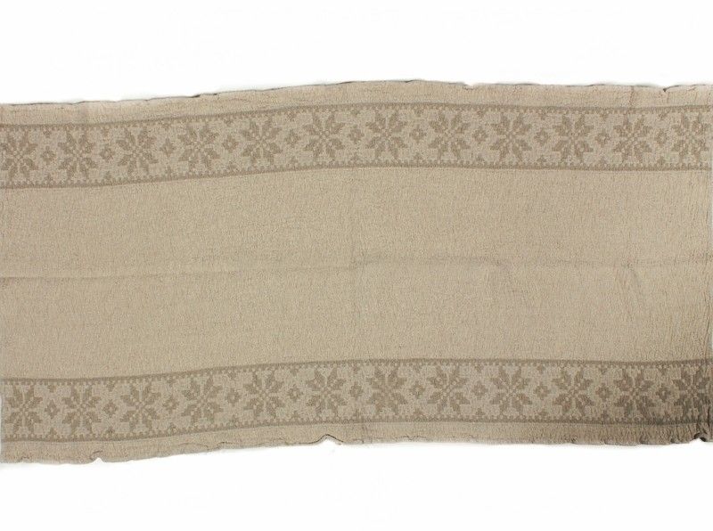 Linen bath towel Ornament beige 125x60