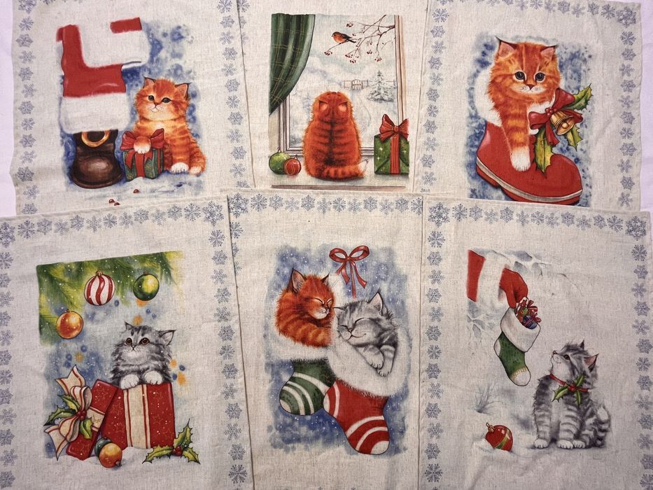 Kitchen towel set Christmas cats 1 beige