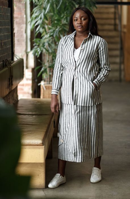 Alicante linen jacket gray stripped 46