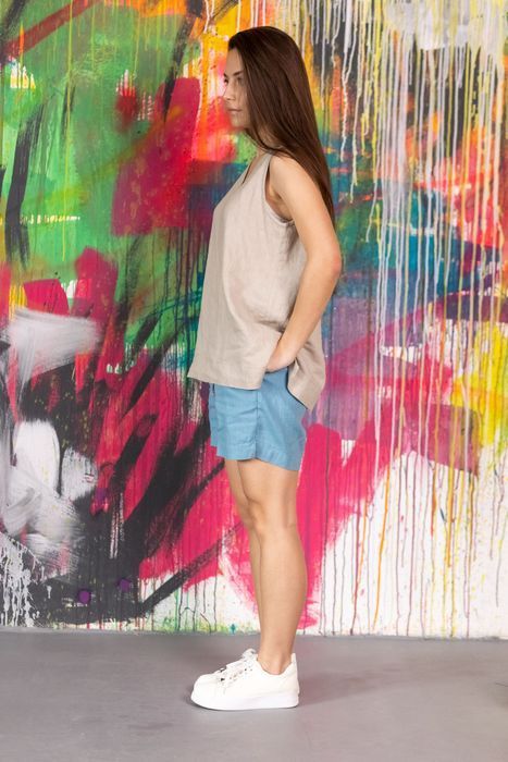 Loures linen shorts blue 42