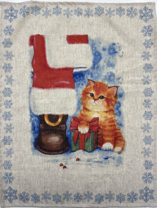 Kitchen towel set Christmas Cats 2 beige
