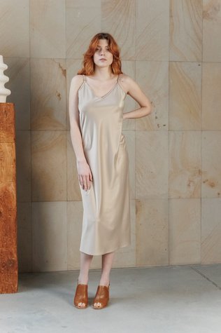 Montijo satin dress beige 42